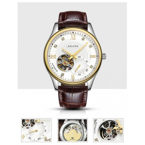 AILANG men's automatic mechanical watch, thin men's watch, gear sport ...