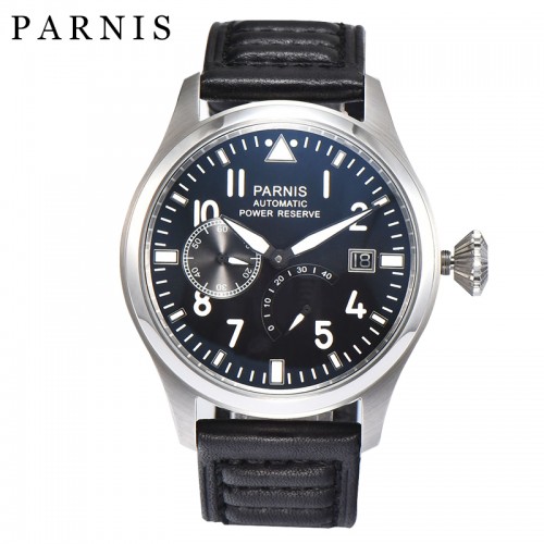 Parnis 47mm Automatic Watch Power Reserve Day Date Big Pilot Watch Man Luxury 19 Pa768